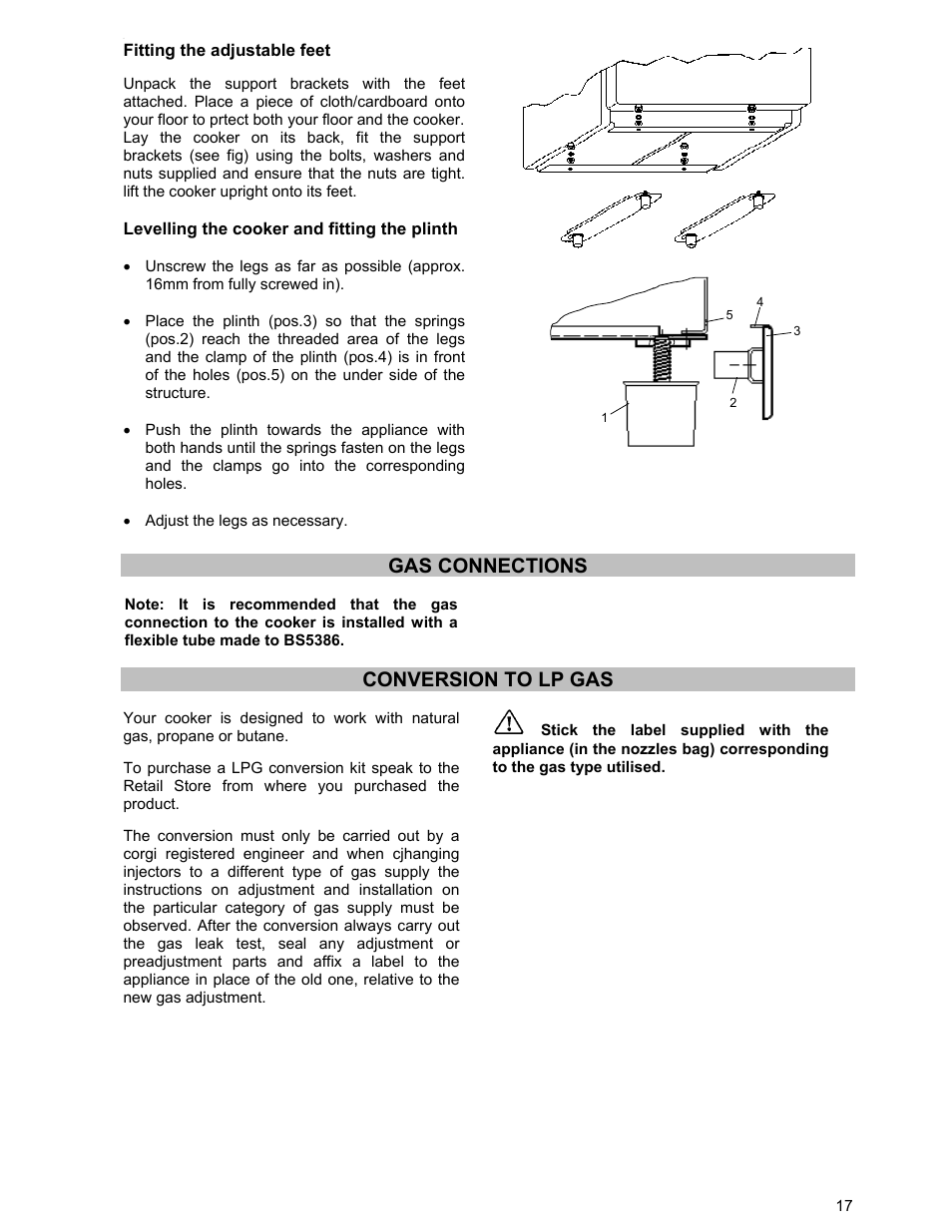 Gas connections, Conversion to lp gas | Prolific Tech EFG 502 User Manual | Page 17 / 20