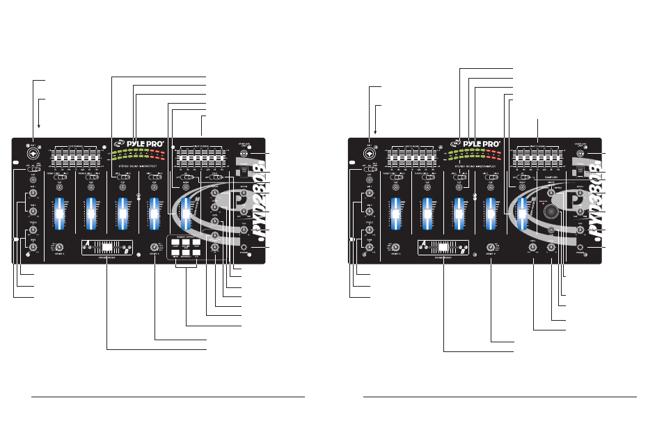 Features and controls: pyd 3808 mixer, Features and controls: pyd 2808 mixer | PYLE Audio PYD3808 User Manual | Page 3 / 7