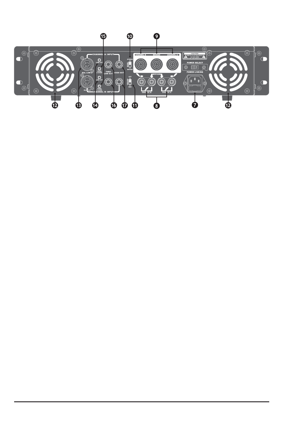 Back panel features | PYLE Audio PTA3000 User Manual | Page 6 / 13