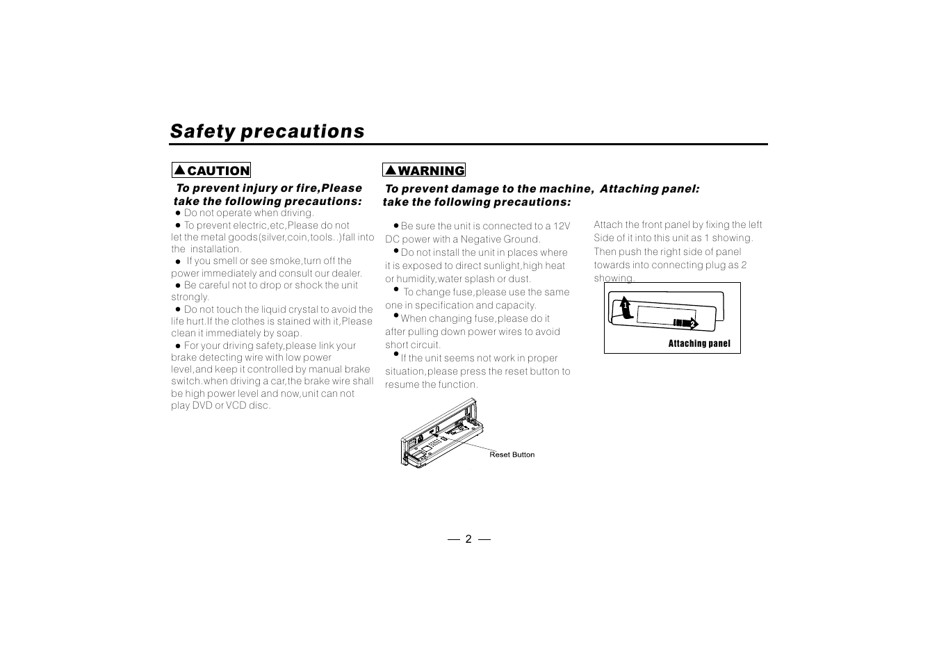Safety precautions | PYLE Audio PLD182 User Manual | Page 3 / 21