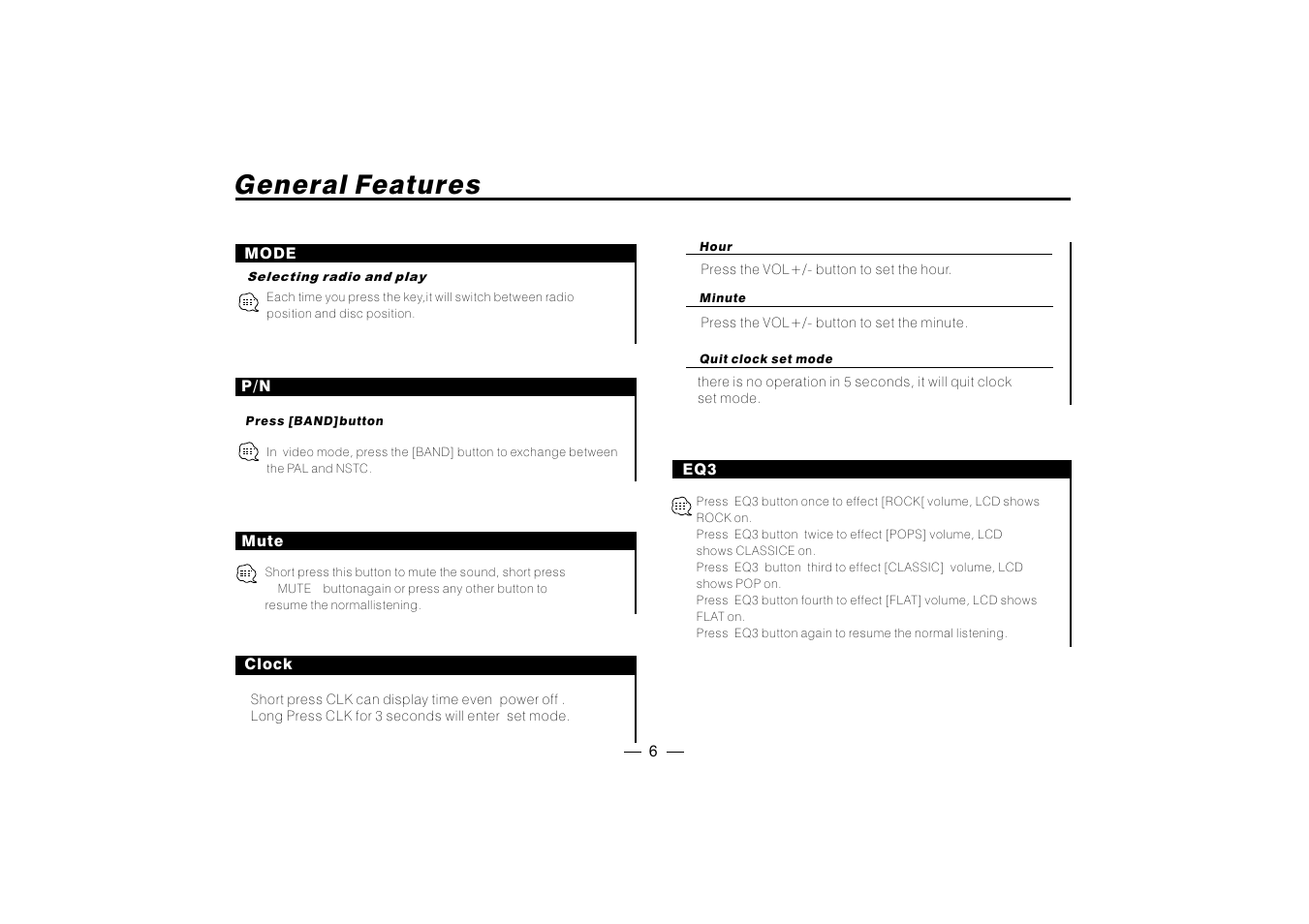 General features | PYLE Audio PLD182 User Manual | Page 7 / 21