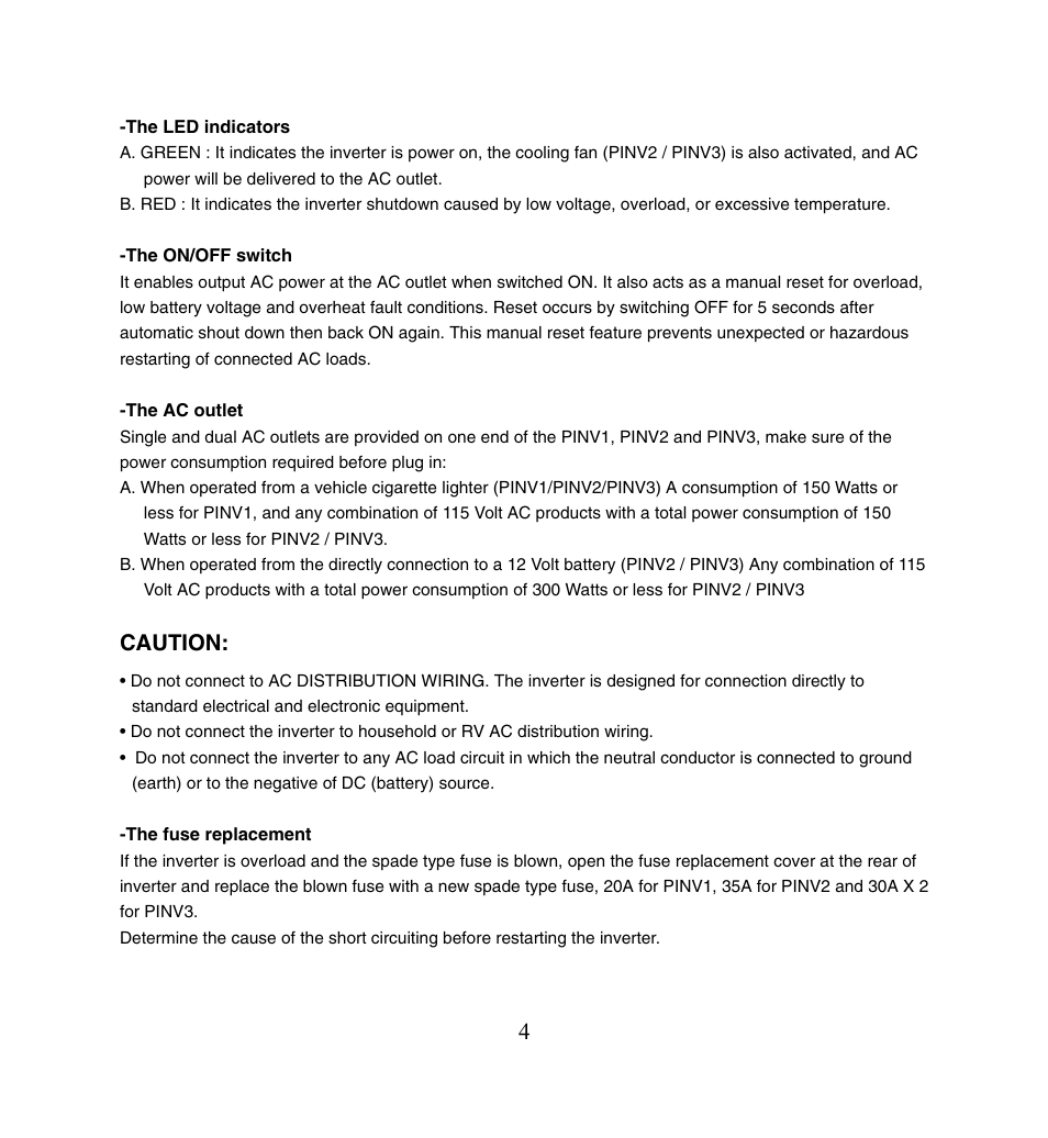 Caution | PYLE Audio PLINV3 User Manual | Page 5 / 9