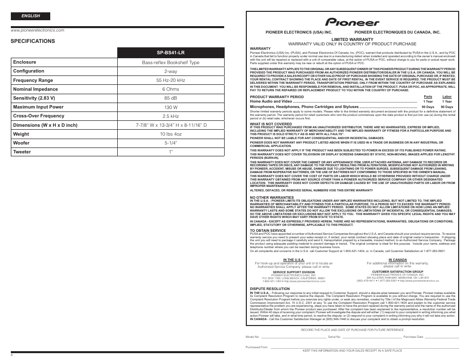 PYLE Audio SP-BS41-LR User Manual | Page 3 / 9