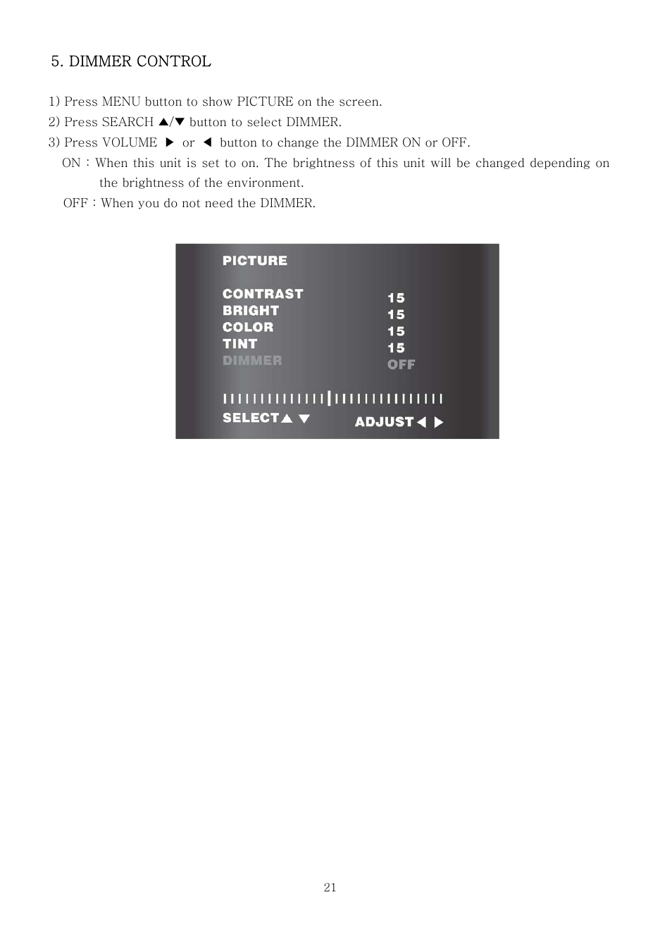 Dimmer control | PYLE Audio PLTV7.5DIN User Manual | Page 21 / 31