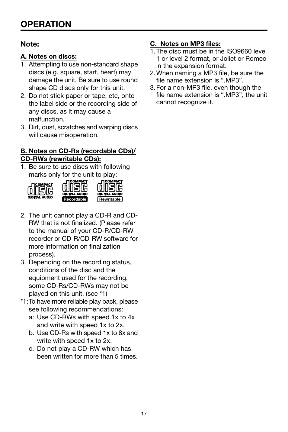 Operation | PYLE Audio PLCD18MRMP User Manual | Page 17 / 20