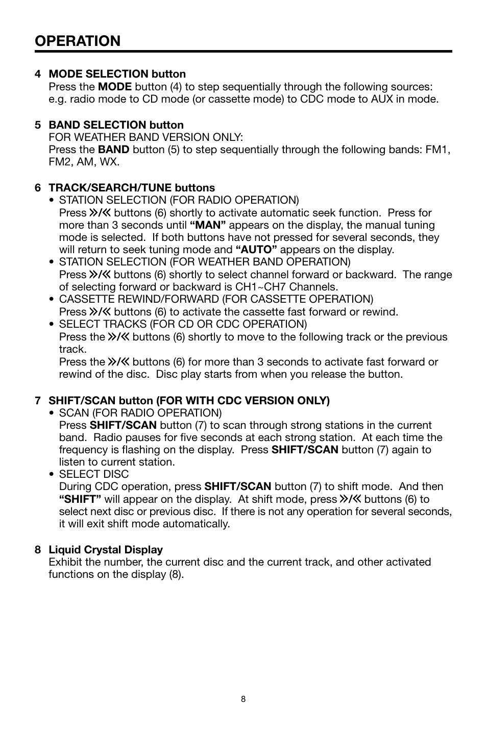 Operation | PYLE Audio PLCD18MRMP User Manual | Page 8 / 20