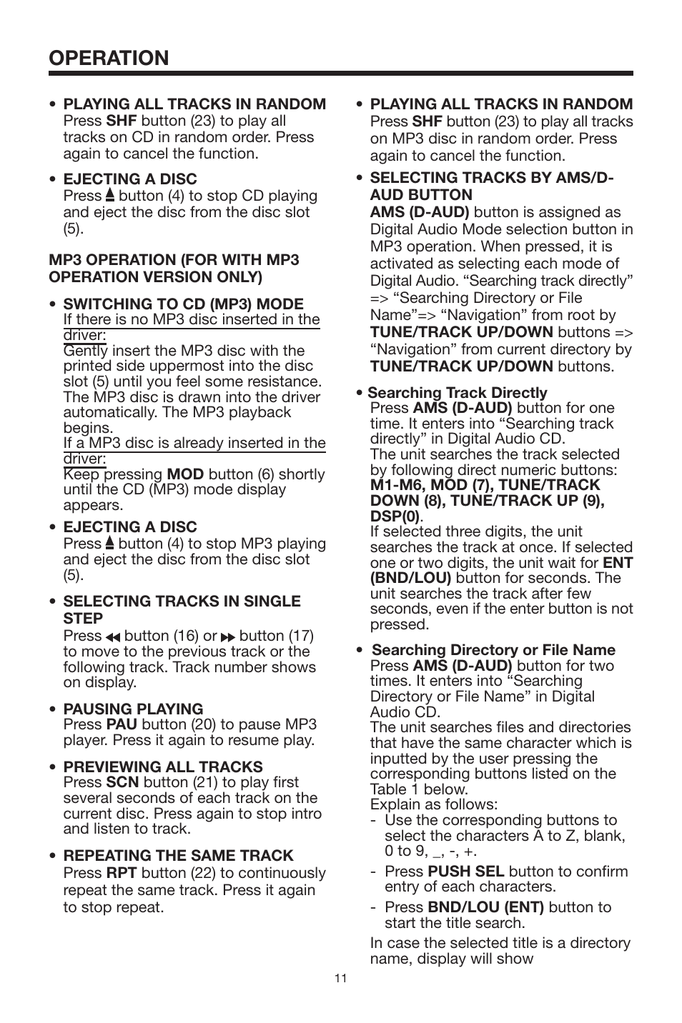 Operation | PYLE Audio PYLE Hydra Series PLCD13MR User Manual | Page 11 / 16