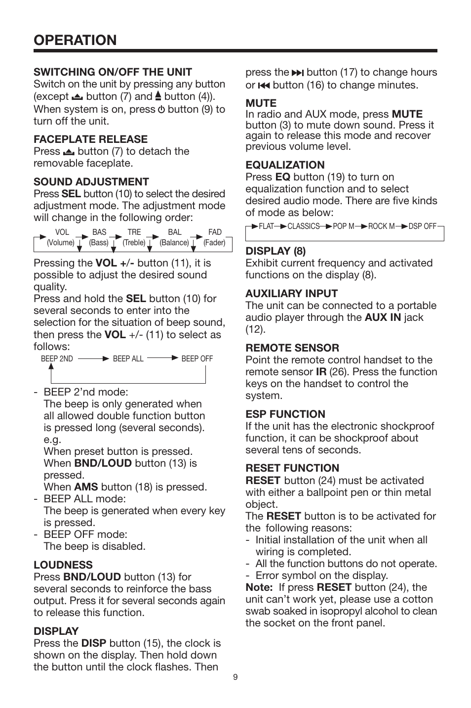 Operation | PYLE Audio PYLE Hydra Series PLCD13MR User Manual | Page 9 / 16