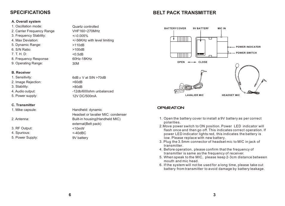 Т³гж 4, Belt pack transmitter, Specifications | PYLE Audio PYLE PylePro PDWM2200 User Manual | Page 4 / 5