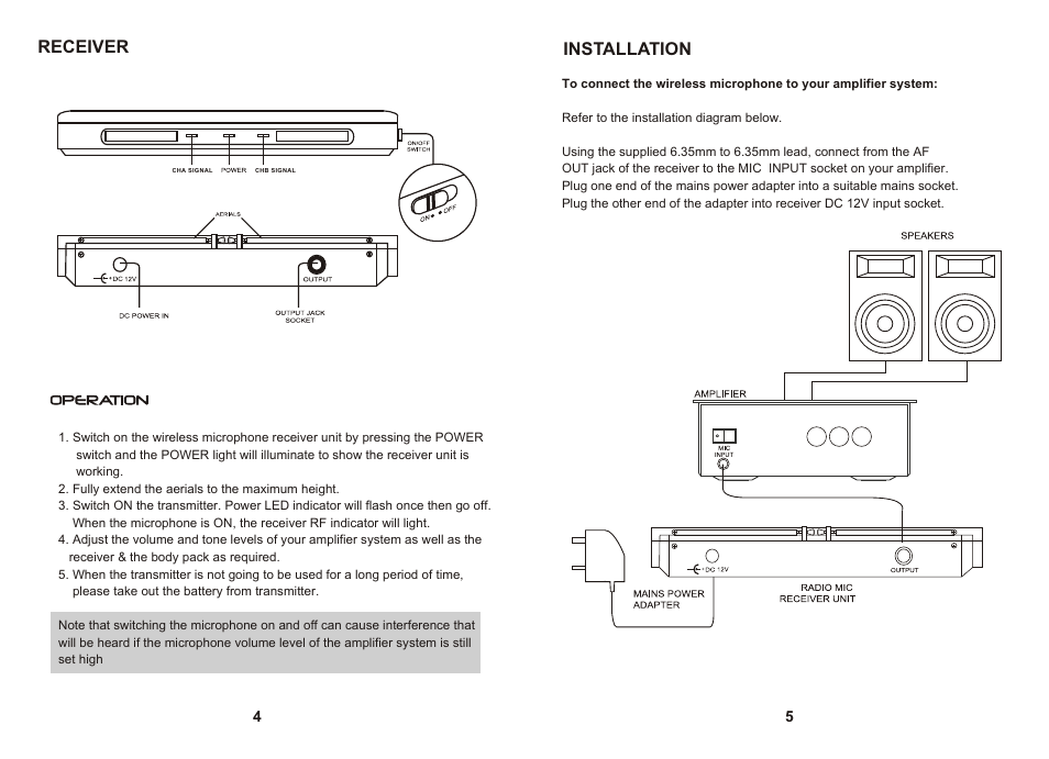 Т³гж 5, Installation, Receiver | PYLE Audio PYLE PylePro PDWM2200 User Manual | Page 5 / 5