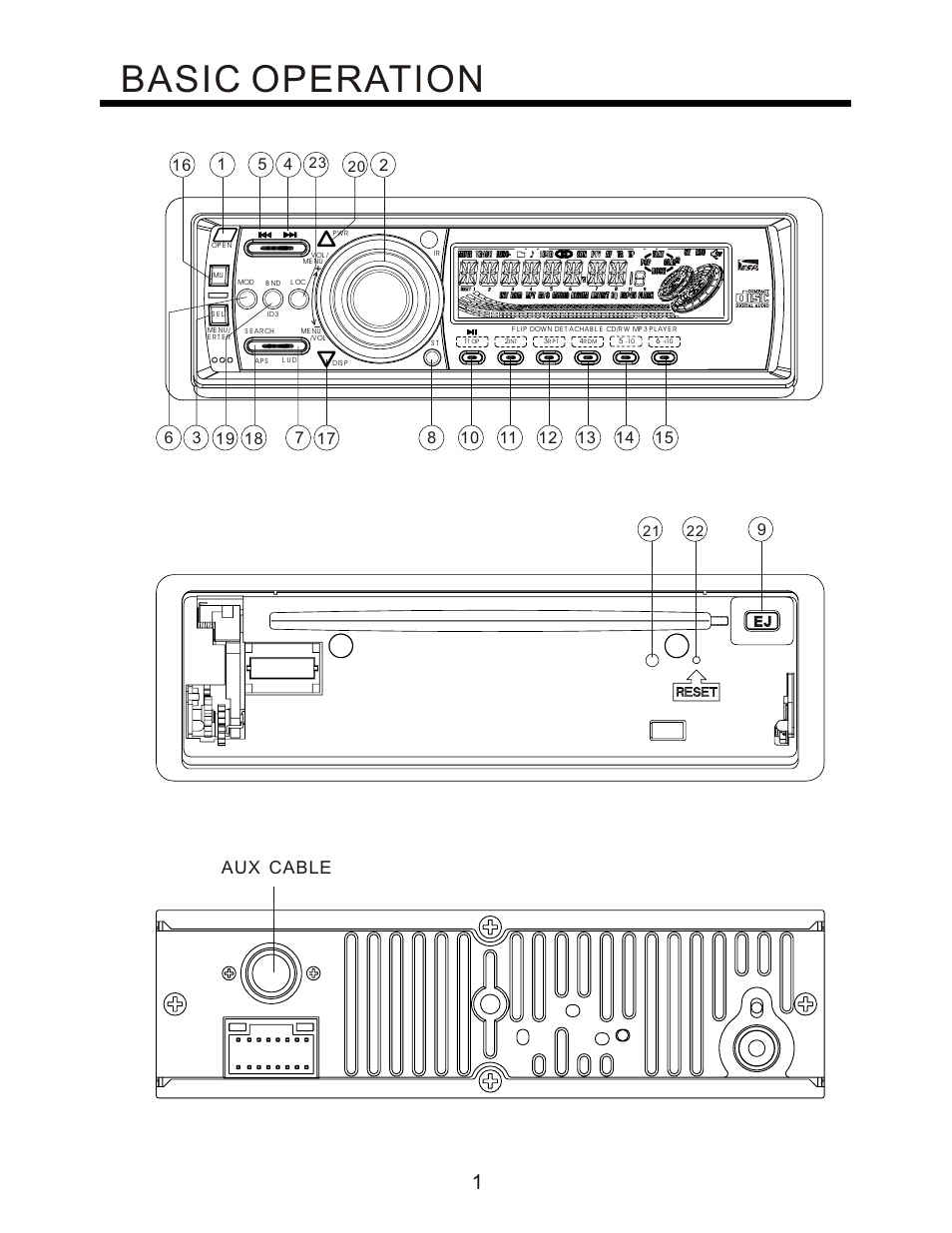 Basic operation, Aux cable | PYLE Audio PLCD94M User Manual | Page 2 / 12