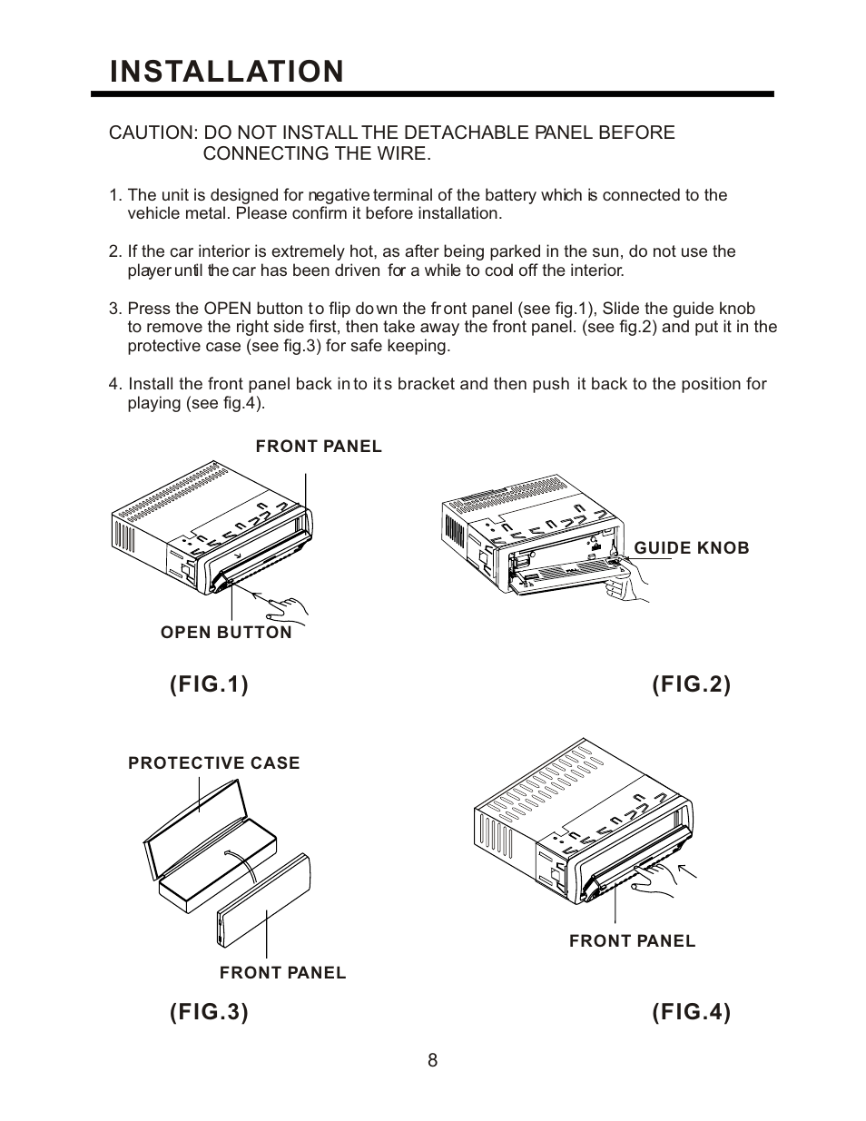 Installation, Fig.3) (fig.4) (fig.1) (fig.2) | PYLE Audio PLCD94M User Manual | Page 9 / 12