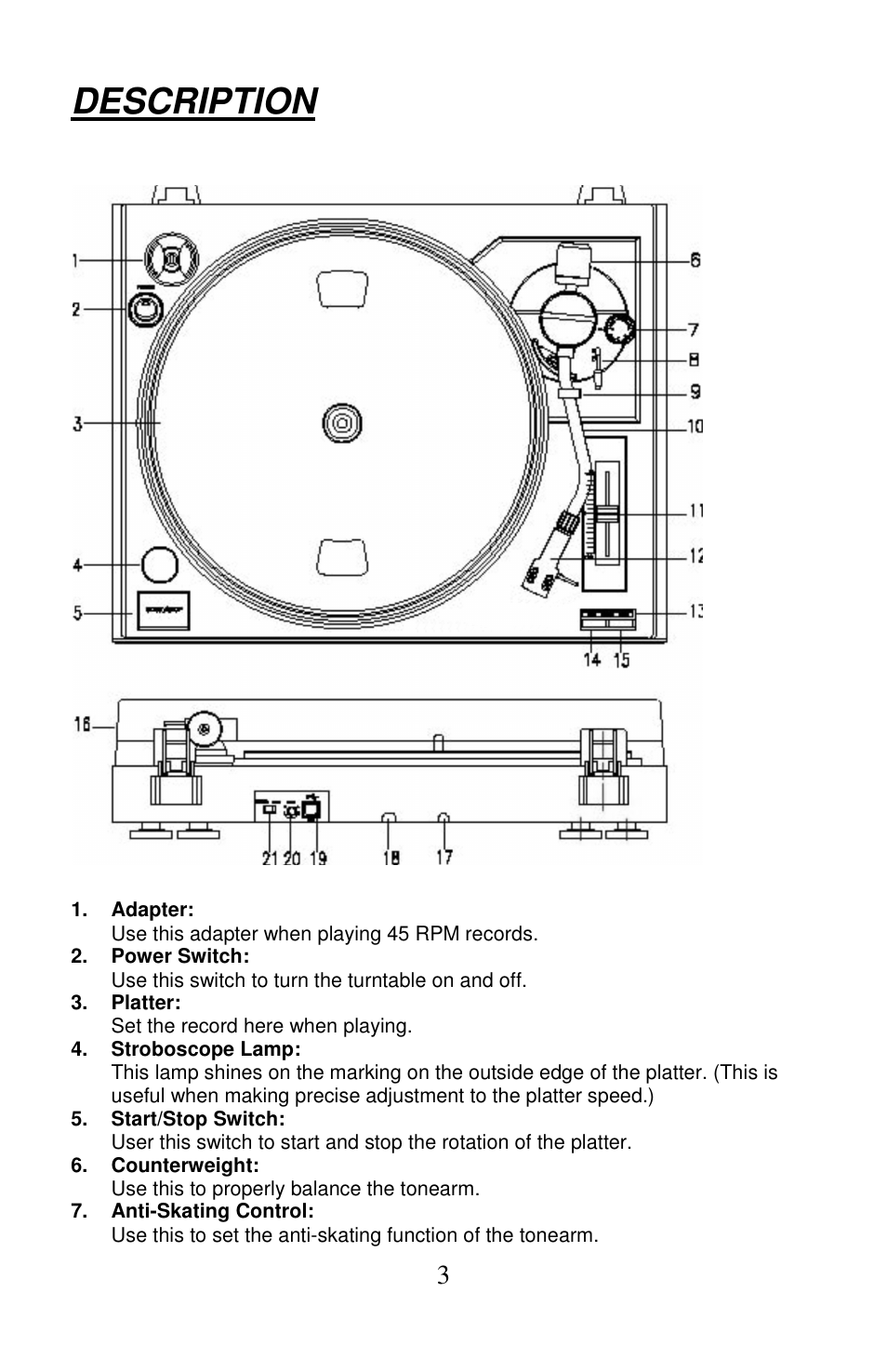 Description | PYLE Audio PLTTB3U User Manual | Page 3 / 21