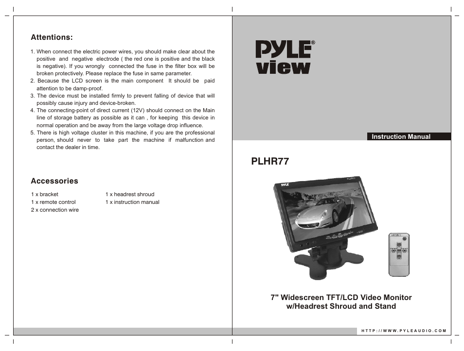 PYLE Audio VIEW PLHR77 User Manual | 2 pages