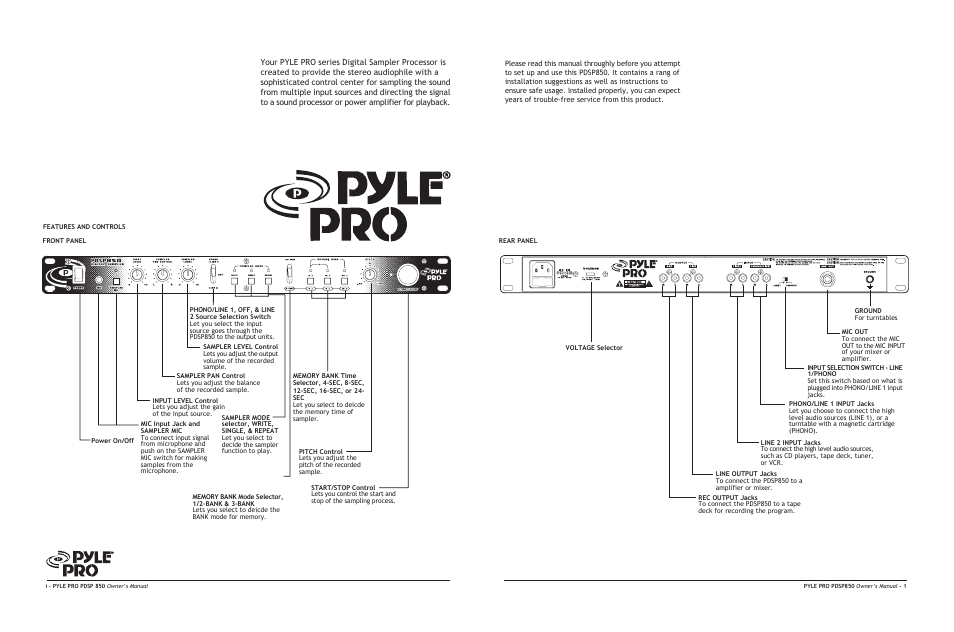 PYLE Audio PDSP850 User Manual | Page 2 / 4
