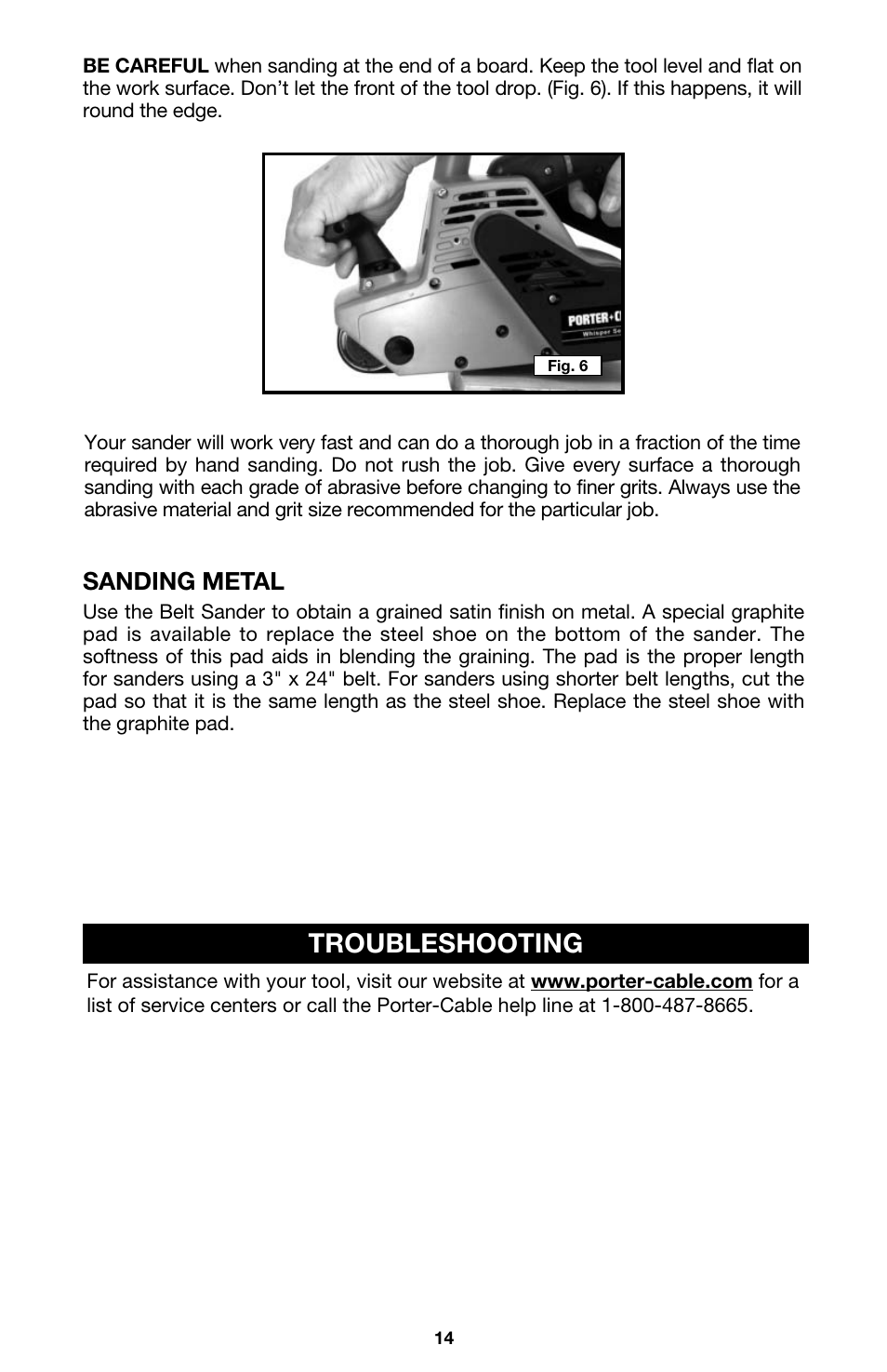 Troubleshooting, Sanding metal | PYLE Audio 363 User Manual | Page 14 / 17
