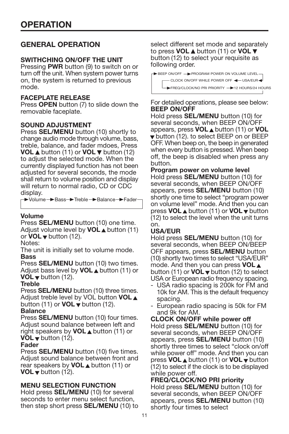 Operation, General operation | PYLE Audio PLCD19XMR User Manual | Page 11 / 18