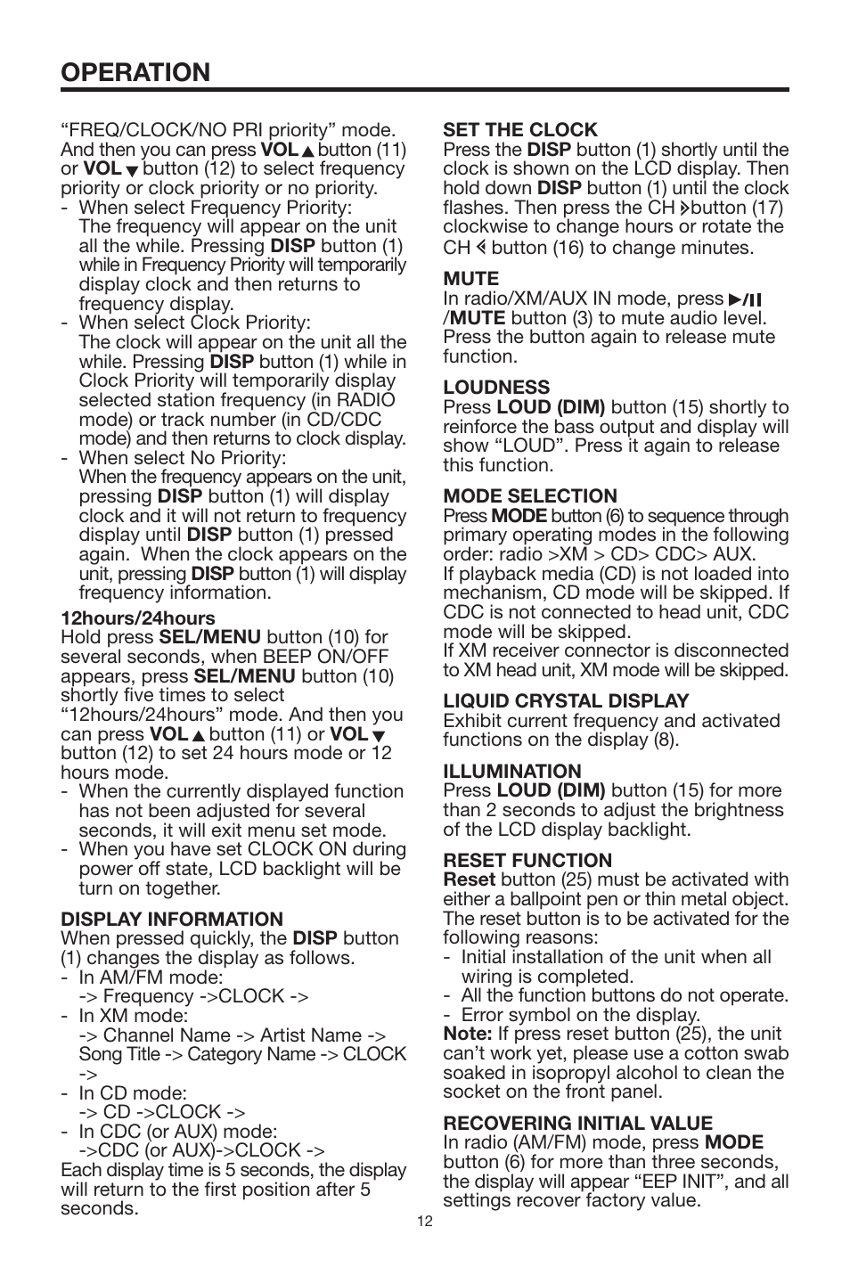 Operation | PYLE Audio PLCD19XMR User Manual | Page 12 / 18