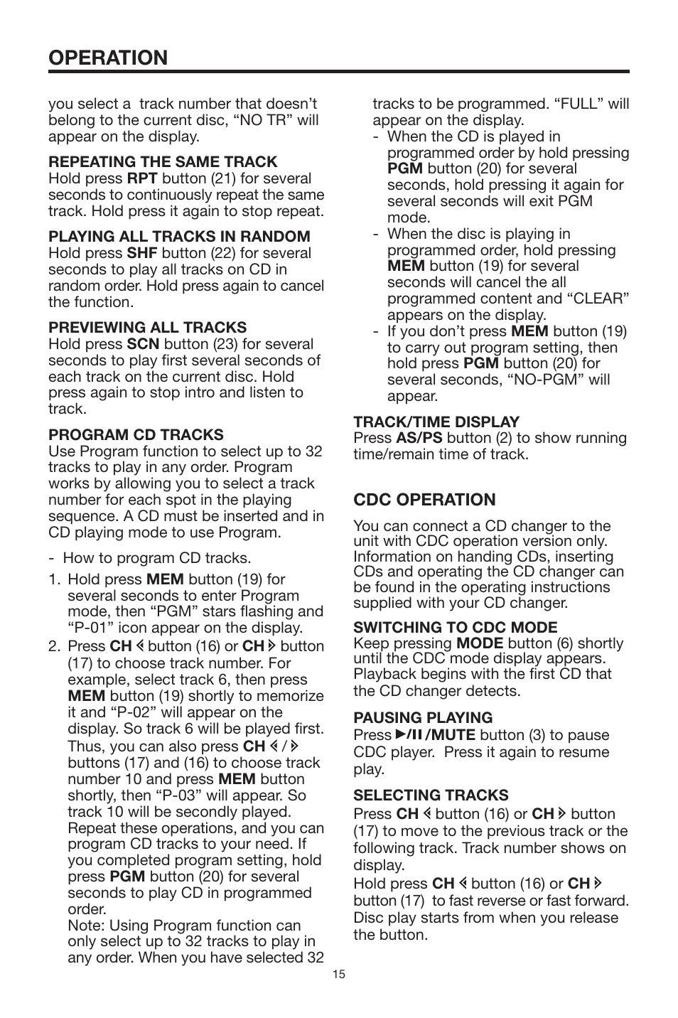 Operation | PYLE Audio PLCD19XMR User Manual | Page 15 / 18