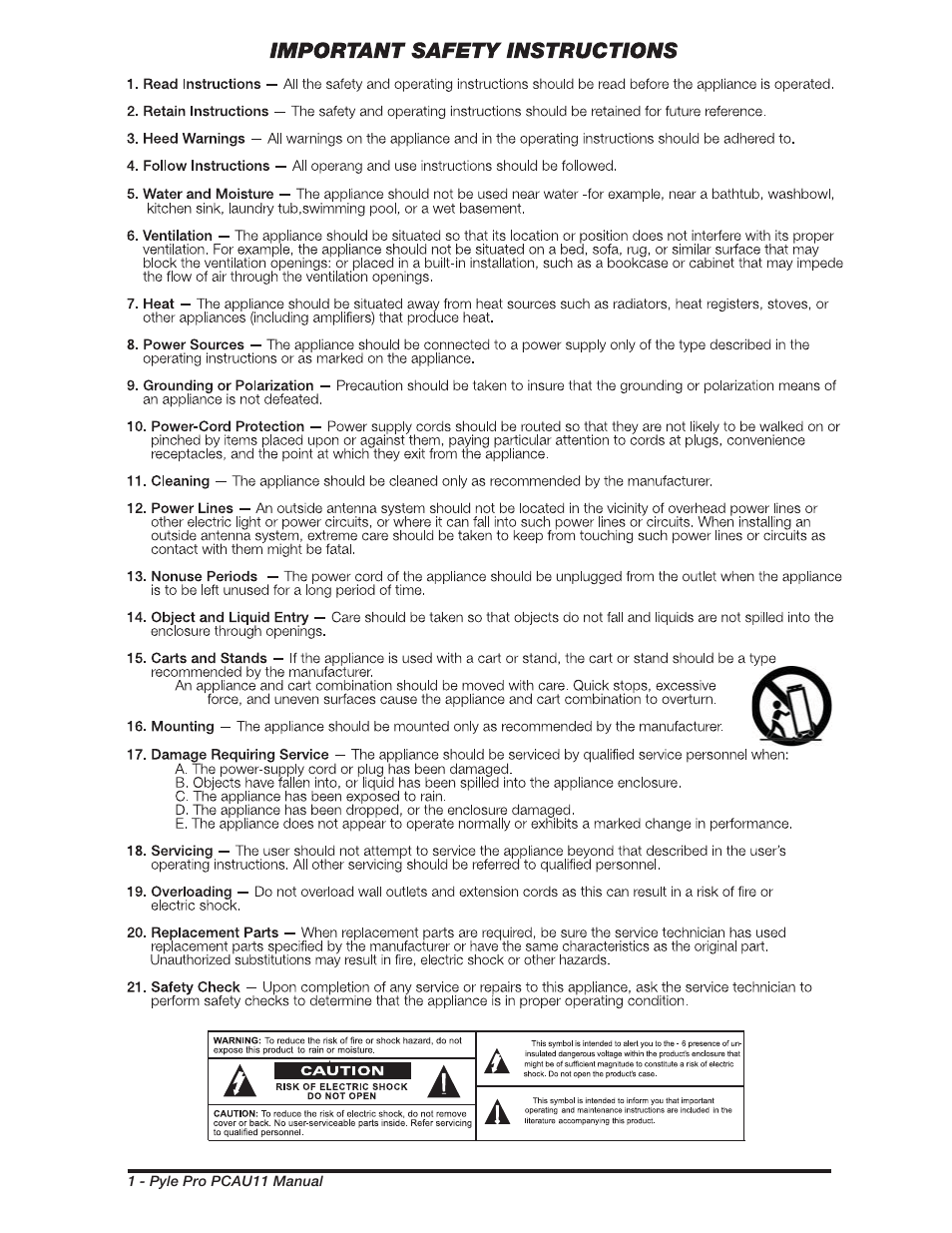 PYLE Audio PCAU11 User Manual | Page 2 / 8