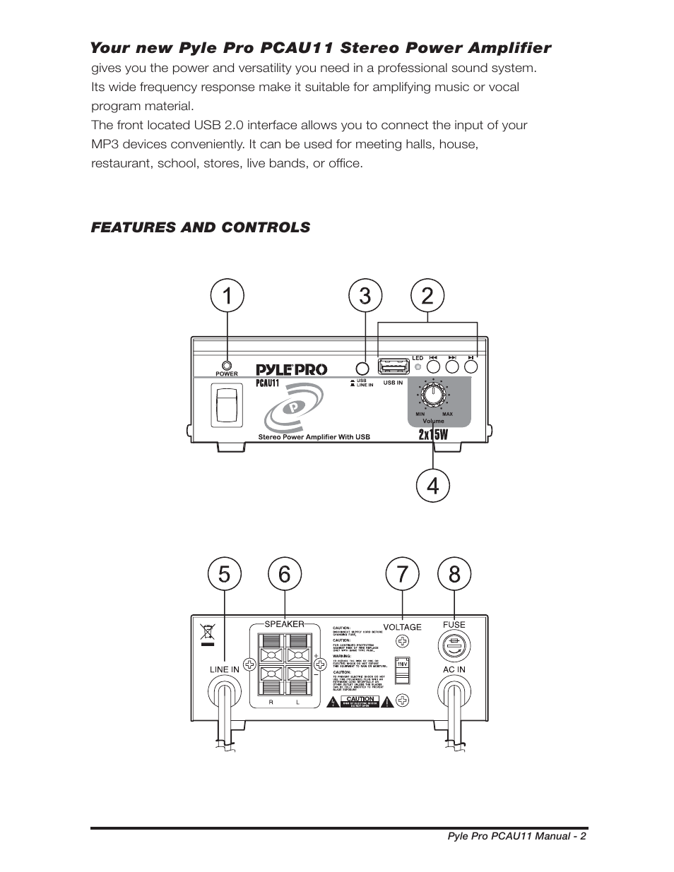 Your new pyle pro pcau11 stereo power amplifier | PYLE Audio PCAU11 User Manual | Page 3 / 8