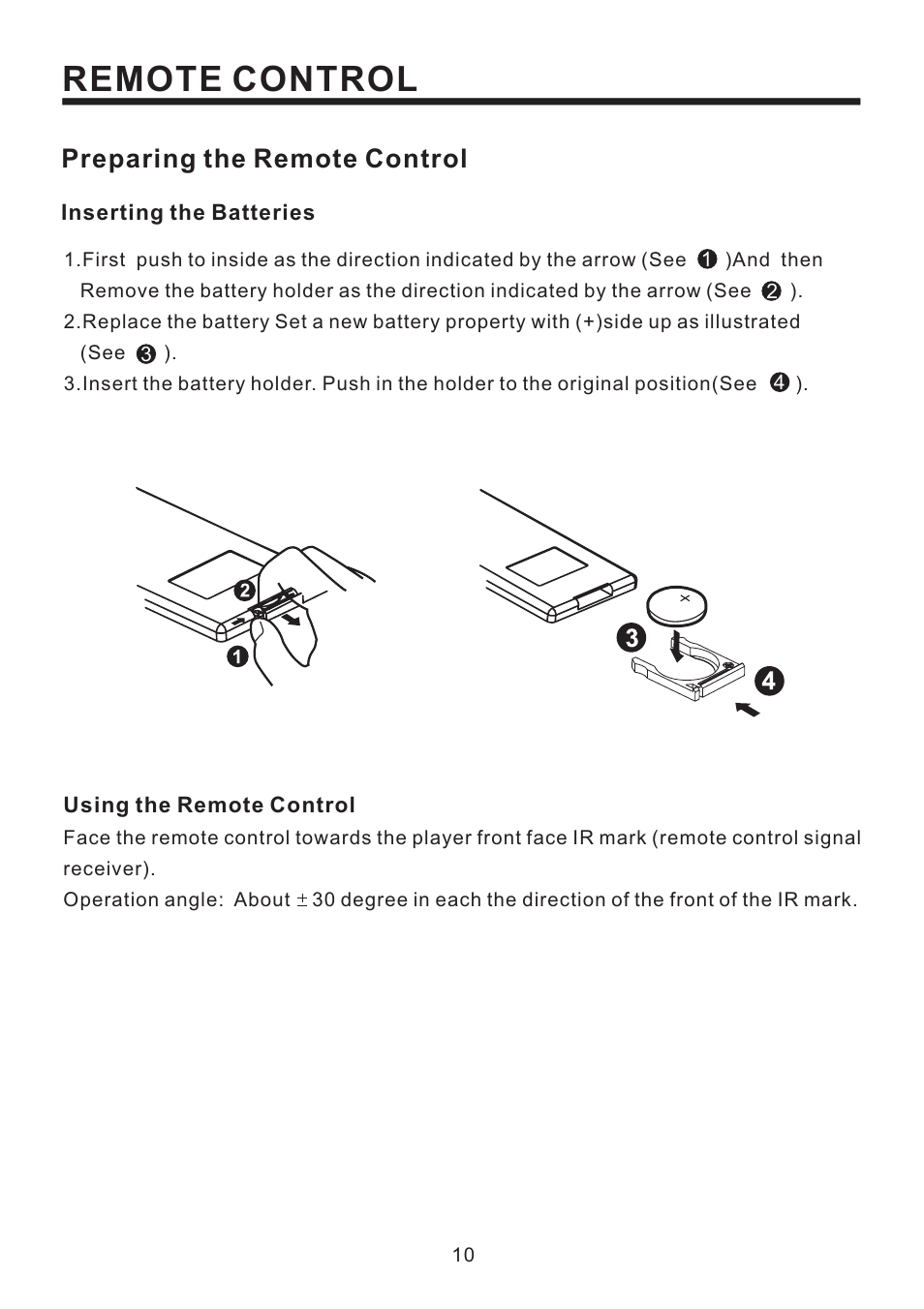 Remote control, Preparing the remote control | PYLE Audio Mobile Video System PLD41MUT User Manual | Page 11 / 26