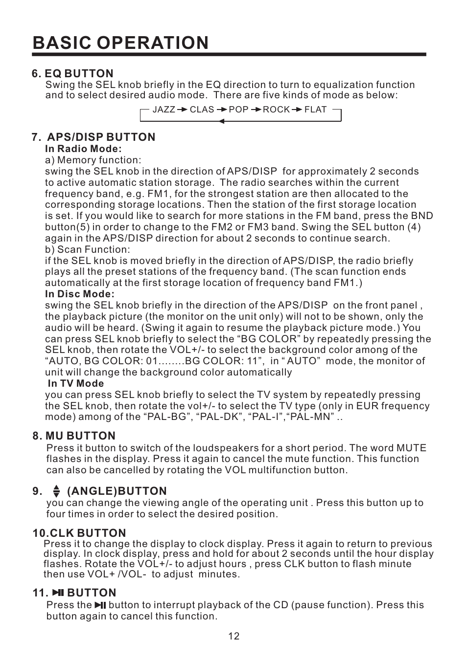Basic operation | PYLE Audio Mobile Video System PLD41MUT User Manual | Page 13 / 26