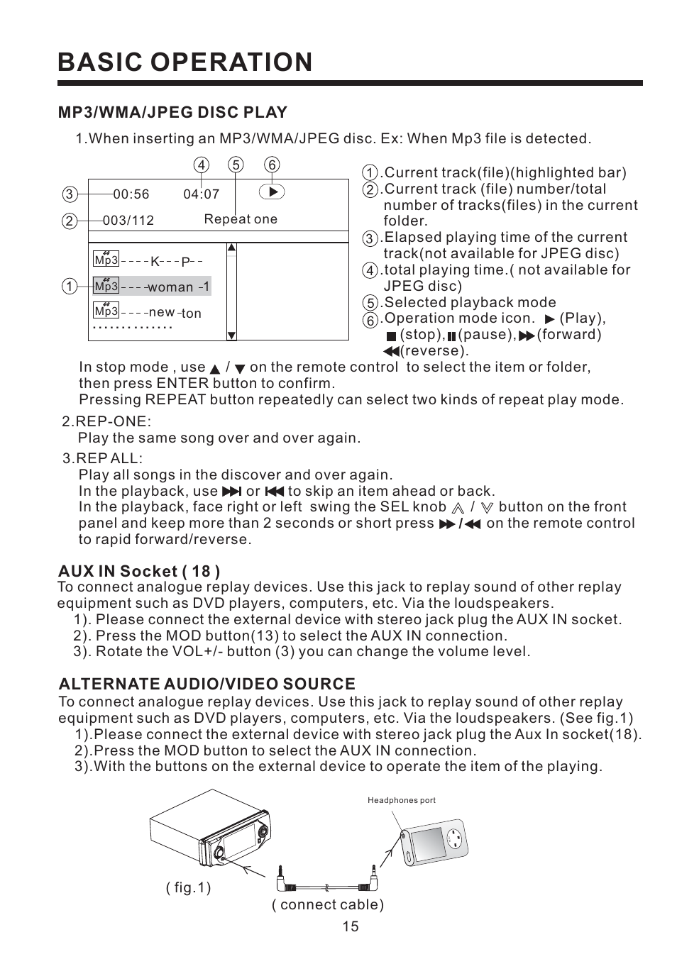 Basic operation | PYLE Audio Mobile Video System PLD41MUT User Manual | Page 16 / 26