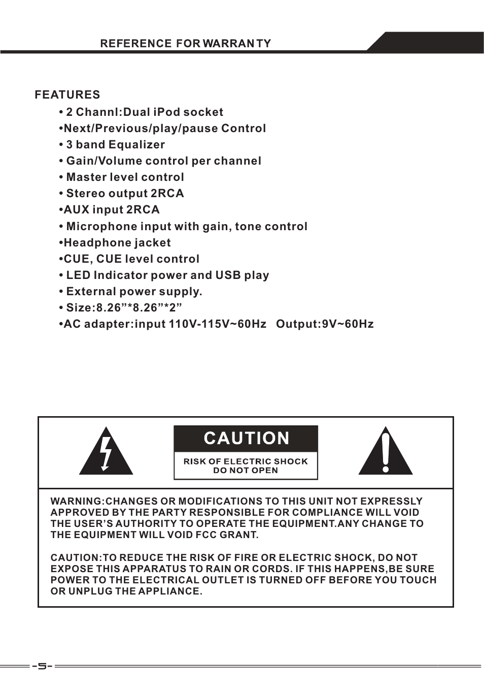 PYLE Audio 2 Channel Dual iPod DJ Mixer PDMXi4U User Manual | Page 5 / 5