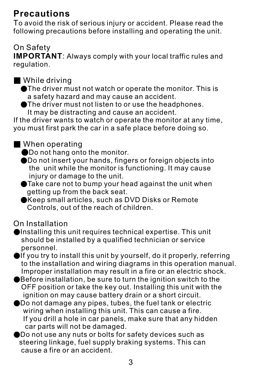 Precautions | PYLE Audio PLDVD7M User Manual | Page 4 / 12