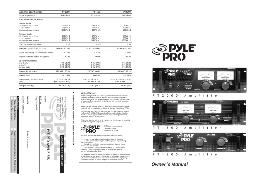 PYLE Audio PT1200 User Manual | 4 pages