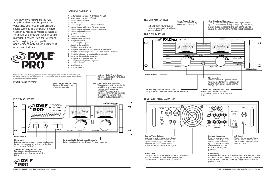 PYLE Audio PT1200 User Manual | Page 2 / 4