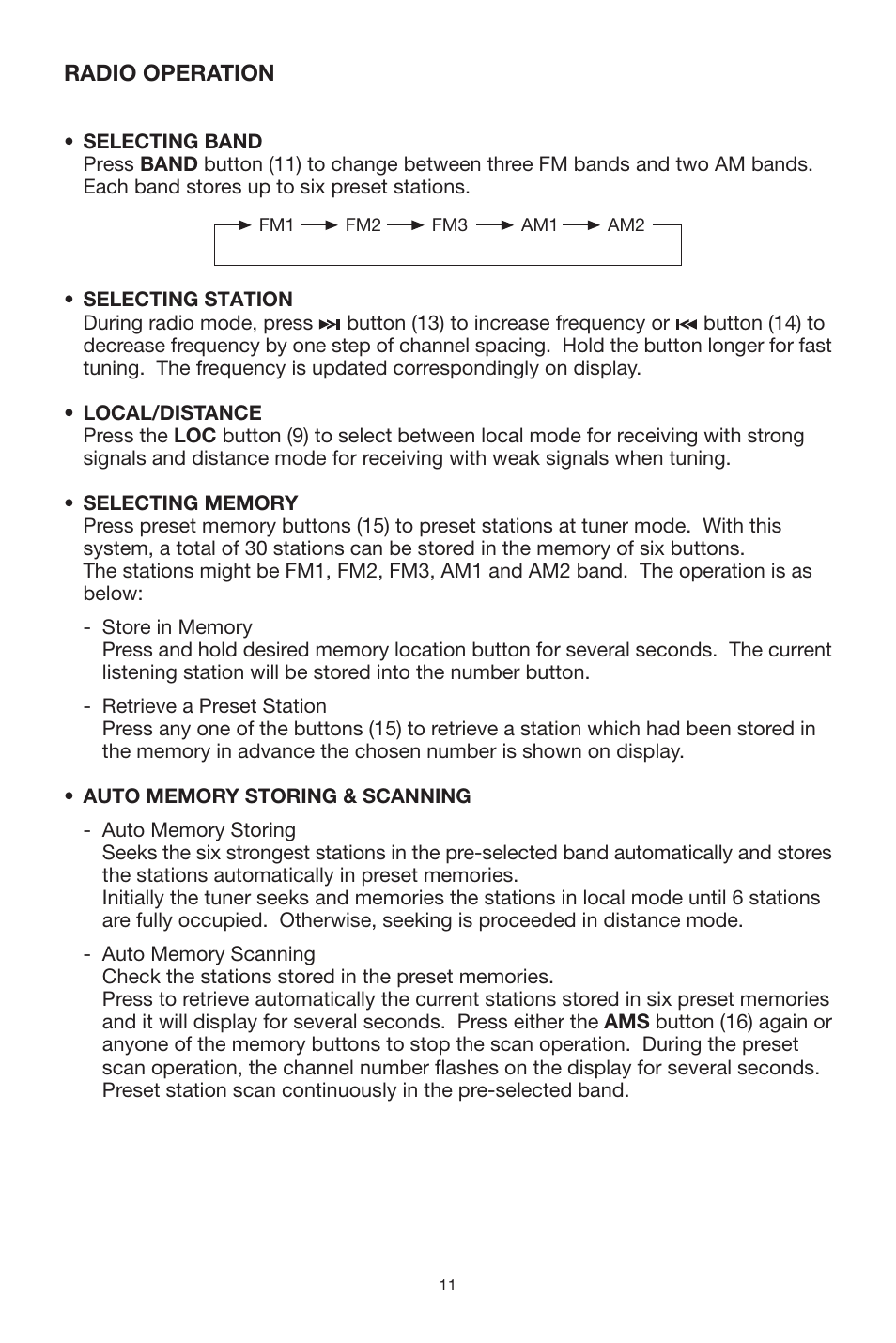 Radio operation | PYLE Audio PLTVR5 User Manual | Page 11 / 16