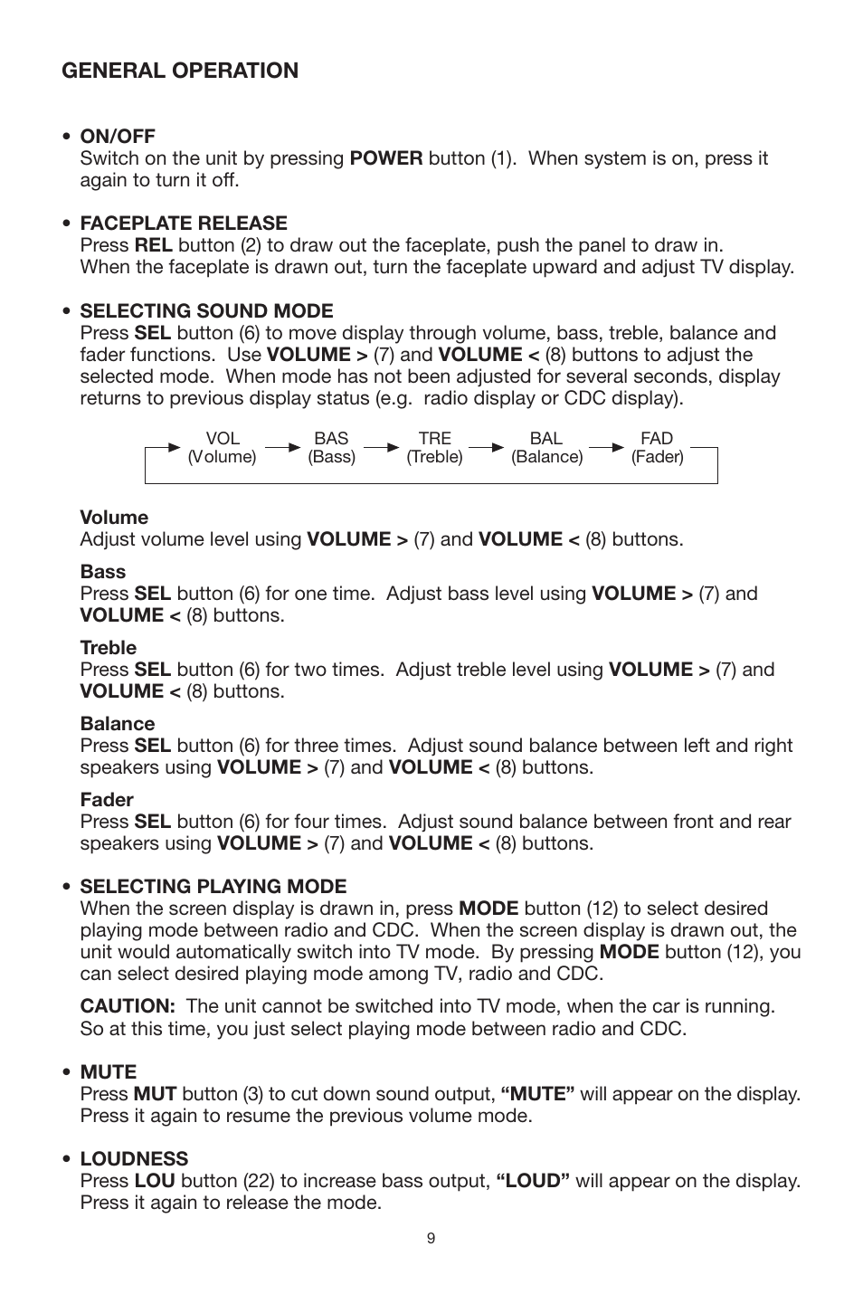 General operation | PYLE Audio PLTVR5 User Manual | Page 9 / 16