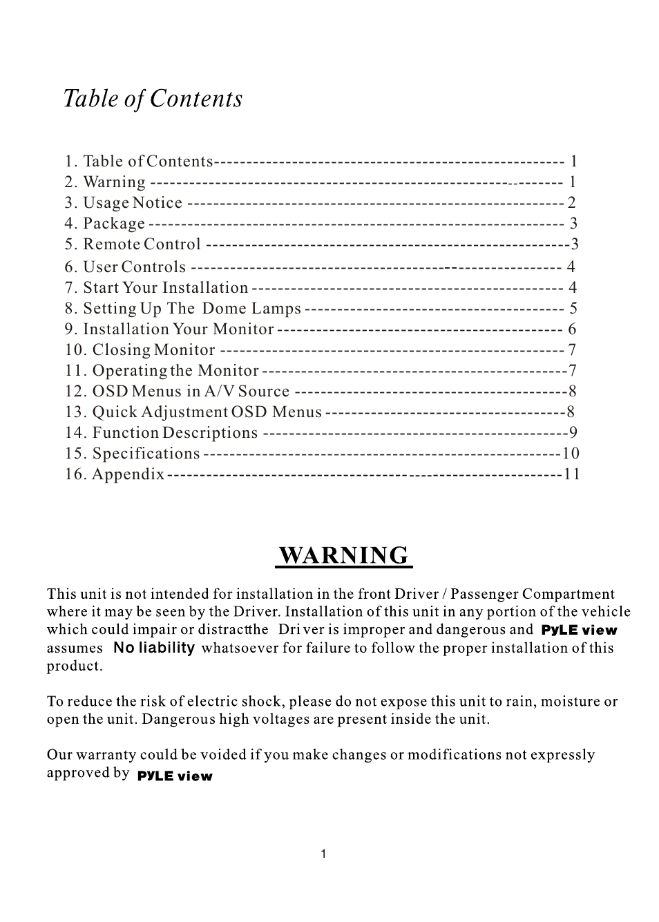 PYLE Audio PLVW1350IR User Manual | Page 2 / 12