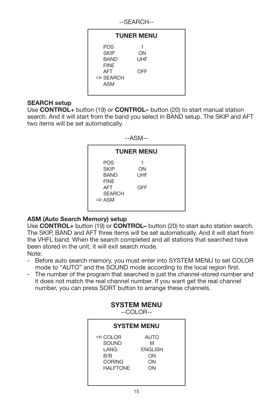 System menu | PYLE Audio PLPK5TVD User Manual | Page 15 / 20
