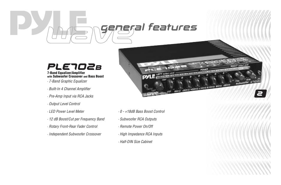 Ple702, General features | PYLE Audio PLE702B User Manual | Page 4 / 16