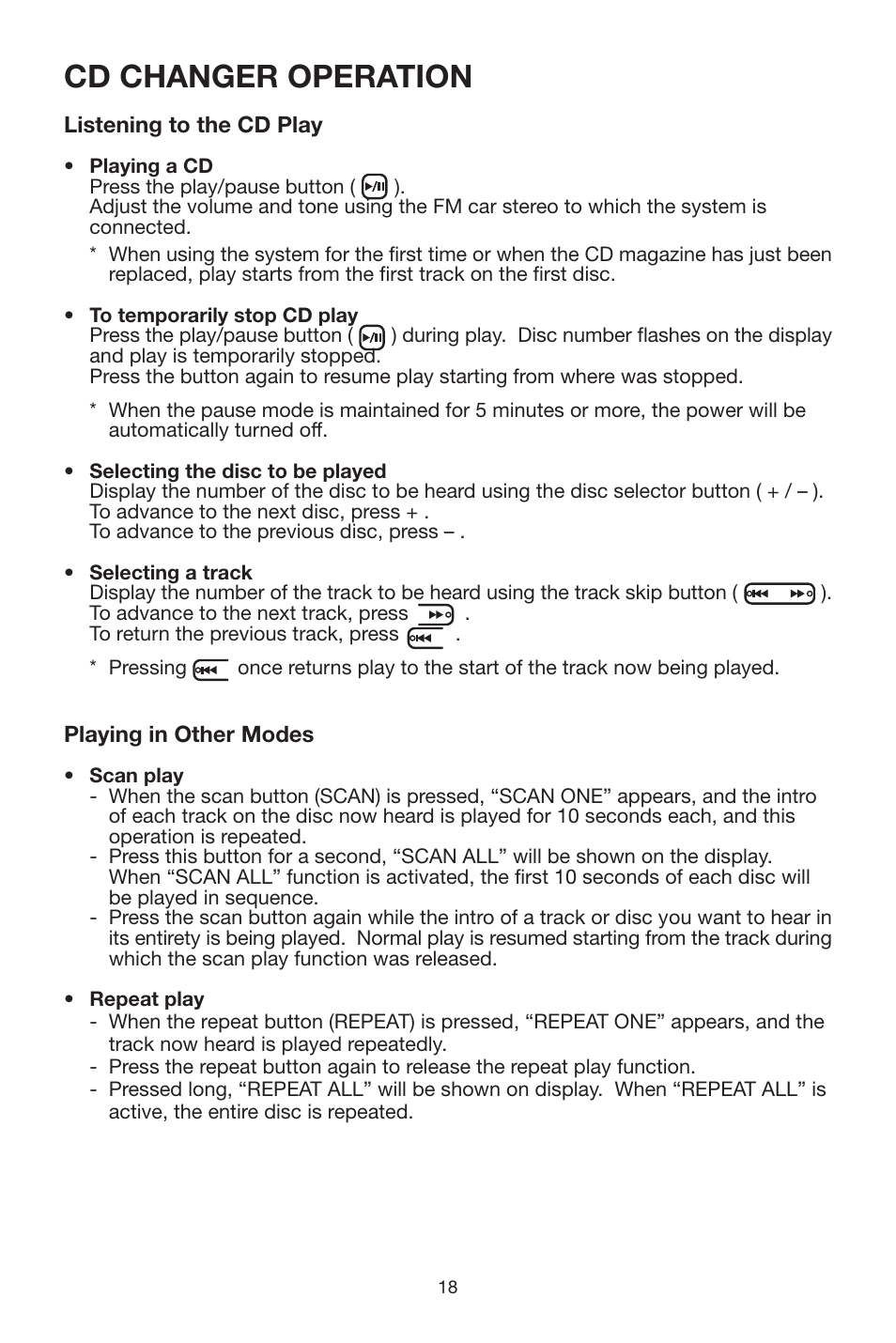 Cd changer operation | PYLE Audio PLCD20CH User Manual | Page 18 / 24