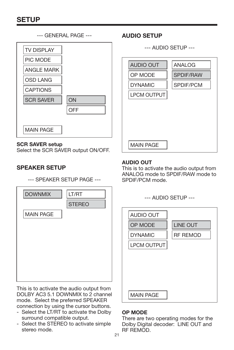 Setup | PYLE Audio PLTVD5P User Manual | Page 21 / 26