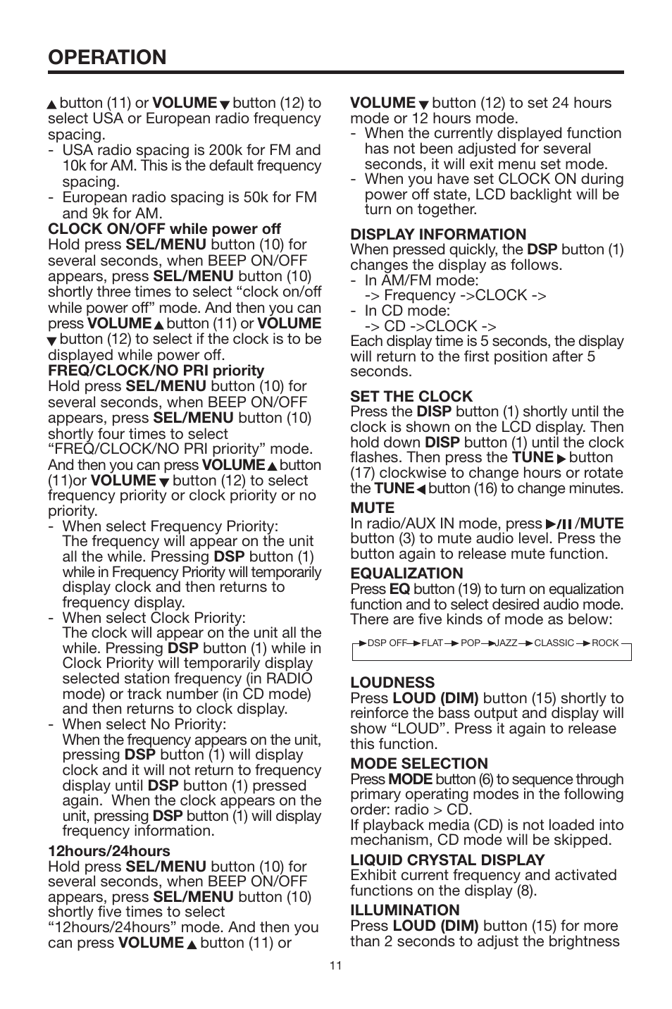 Operation | PYLE Audio PYLE Hydra Series PLCD22MRP User Manual | Page 11 / 18