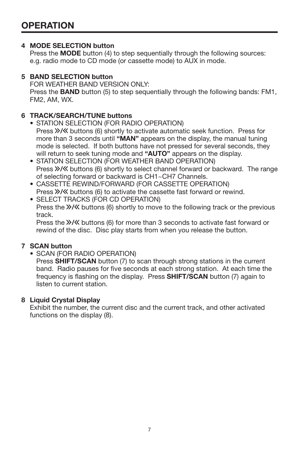 Operation | PYLE Audio PYLE Hydra Series PLCD22MRP User Manual | Page 7 / 18