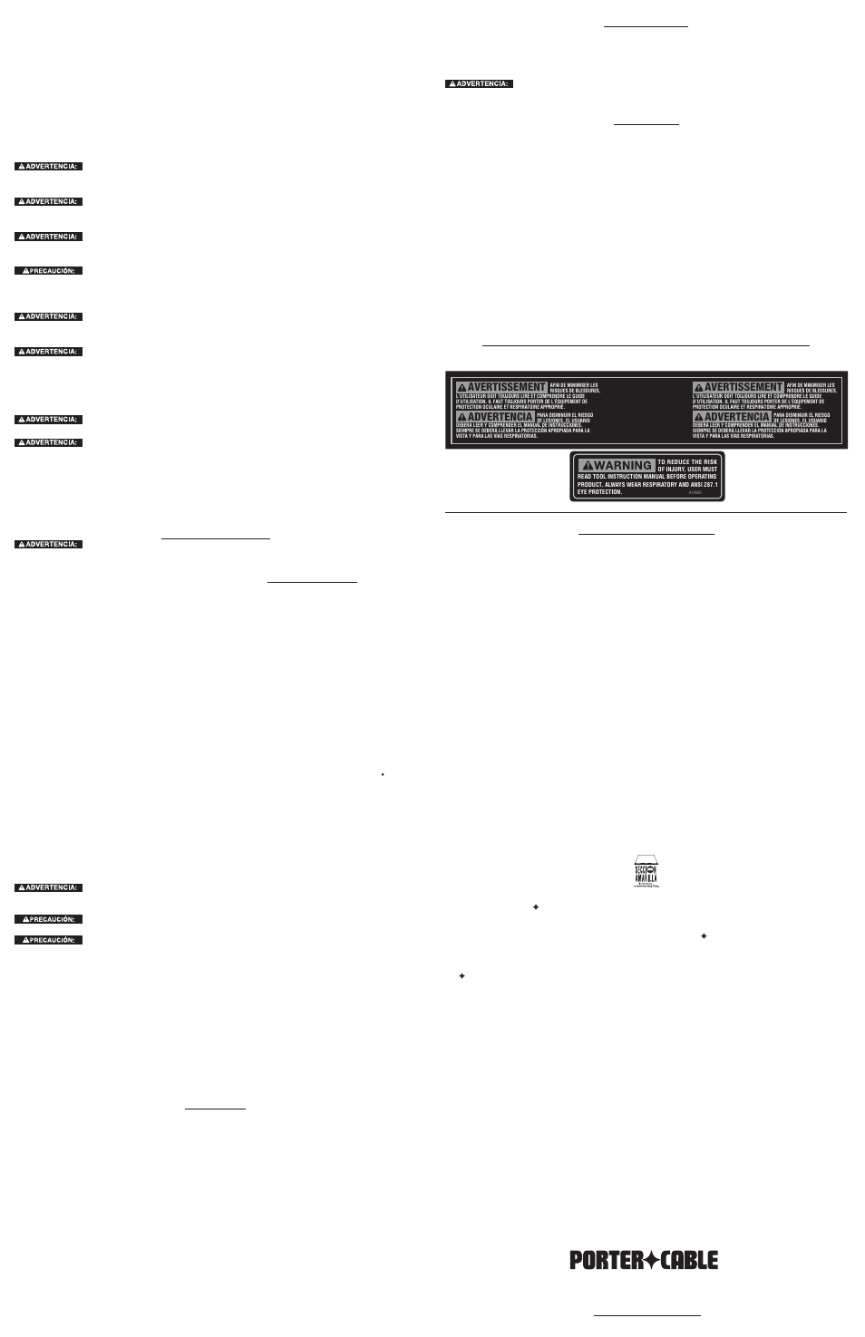 Mantenimiento, Servicio, Accesorios | Garantia, Reemplazo de las etiquetas de advertencia, Póliza de garantía, Advertencia, Avertissement | PYLE Audio 371 User Manual | Page 6 / 6