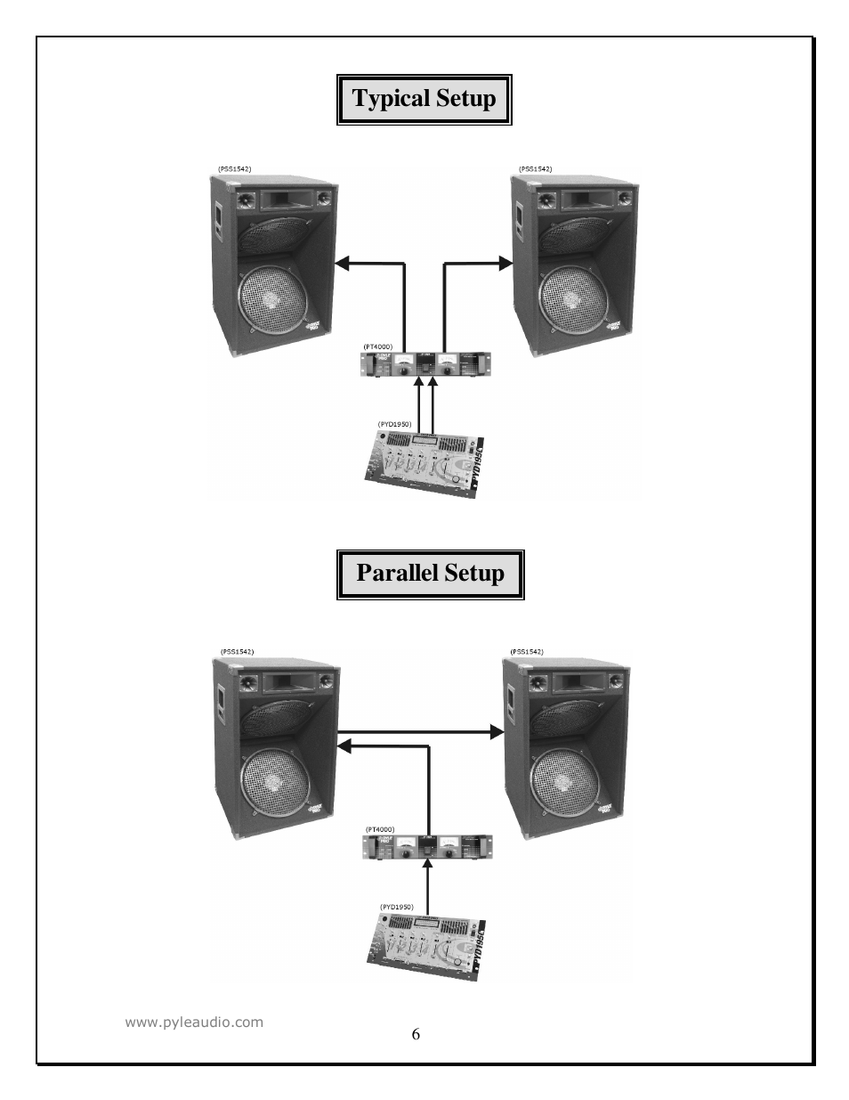 Parallel setup typical setup | PYLE Audio PSS1542 User Manual | Page 6 / 7