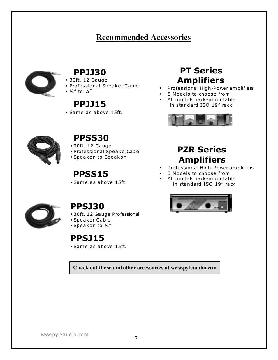 Recommended accessories | PYLE Audio PSS1542 User Manual | Page 7 / 7