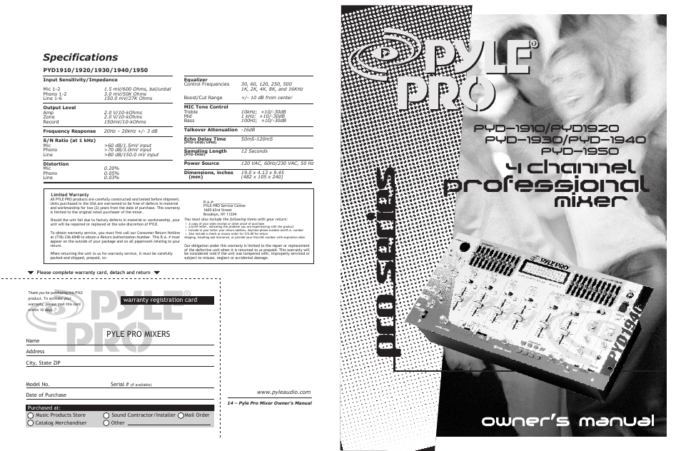 PYLE Audio PYD1920 User Manual | 8 pages