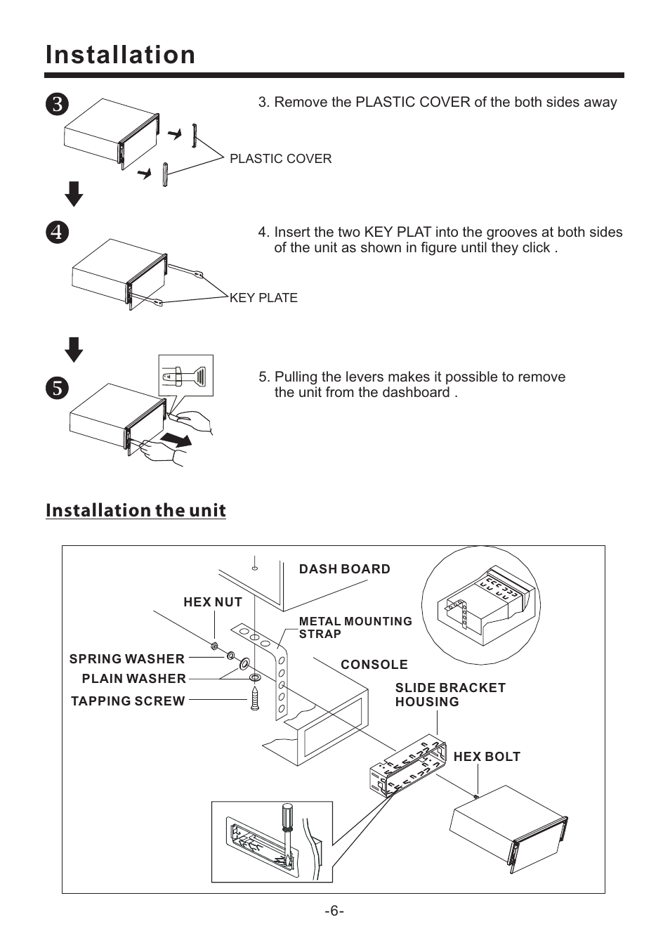 Installation, Installation the unit | PYLE Audio PLD70BT User Manual | Page 7 / 40