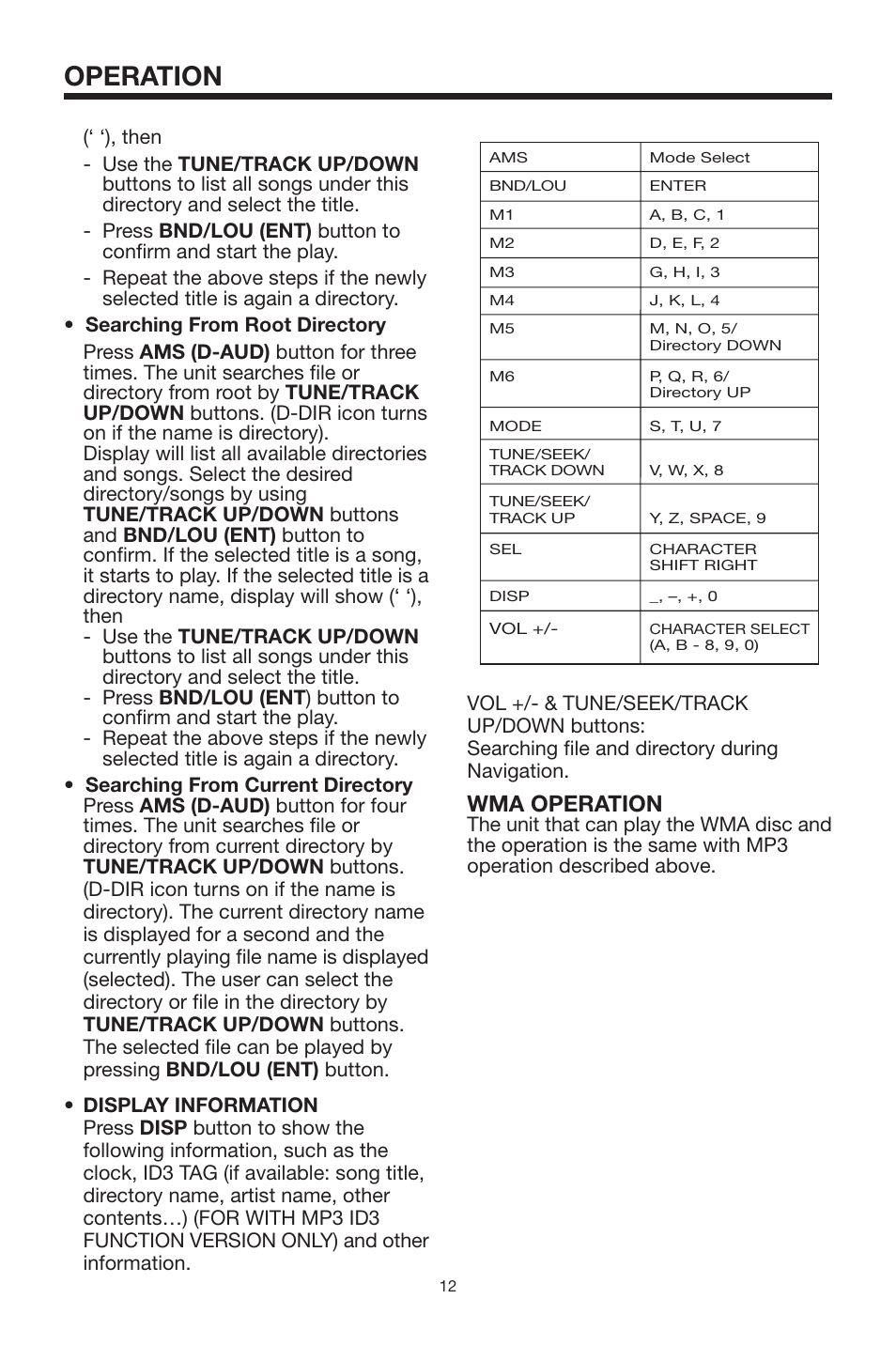 Operation, Wma operation | PYLE Audio PLCD14MRKT User Manual | Page 12 / 16