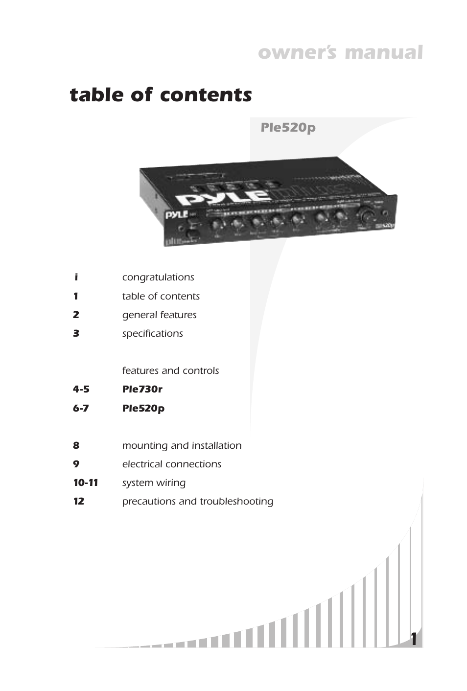 Table of contents owner’s manual | PYLE Audio PLE520P User Manual | Page 3 / 16
