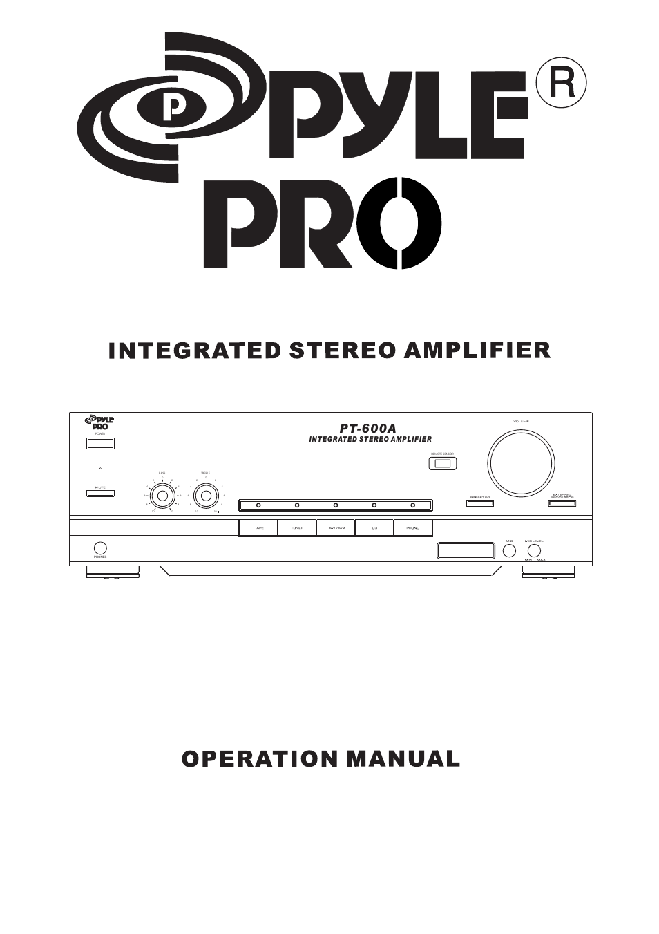 PYLE Audio PT-600A User Manual | 8 pages