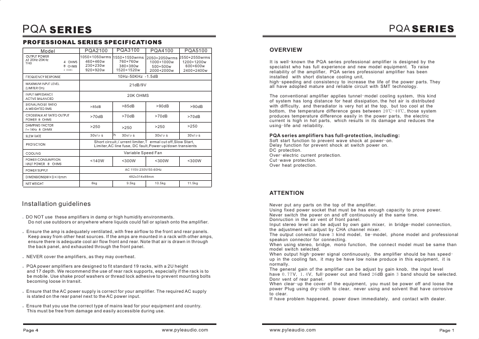 Installation guidelines | PYLE Audio PQA3100 User Manual | Page 2 / 4